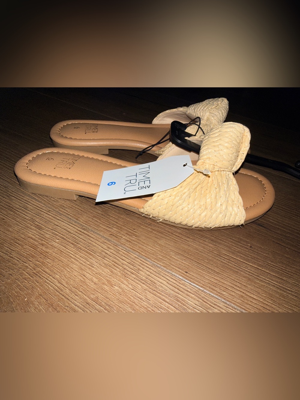 * NWT Sz 6 Time and Tru Women's Knot Slide Sandals *raffia* - Picture 2 of 12